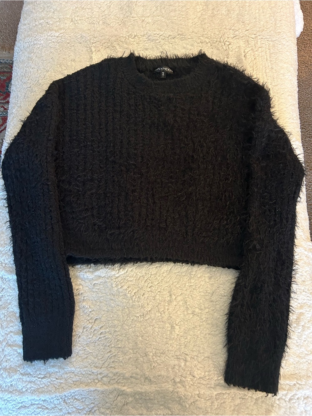 Sun n Moon Black Fuzzy Knit Sweater